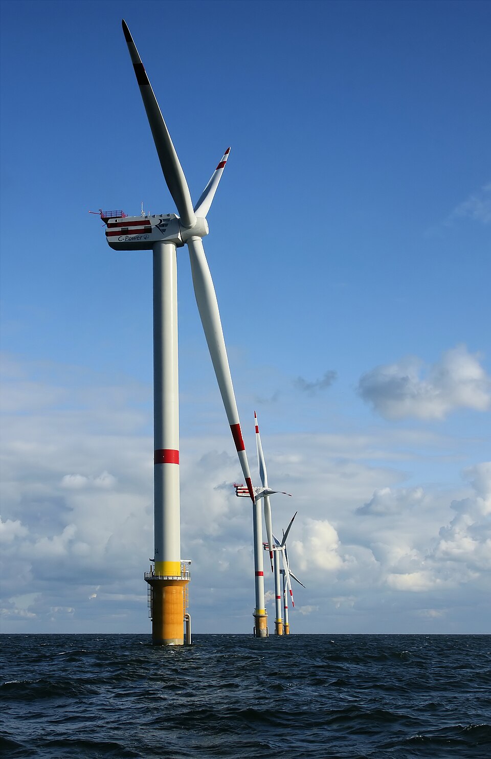 Offshore wind turbines. Energy without the carbon bill attached to it.